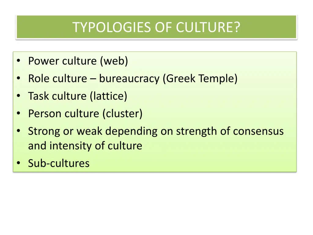 typologies of culture