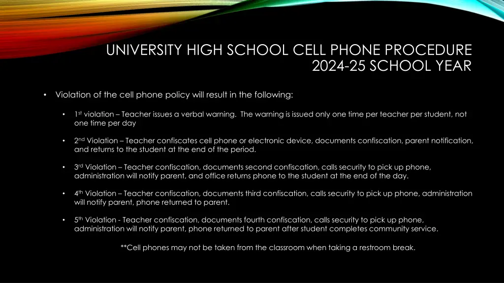 university high school cell phone procedure 1