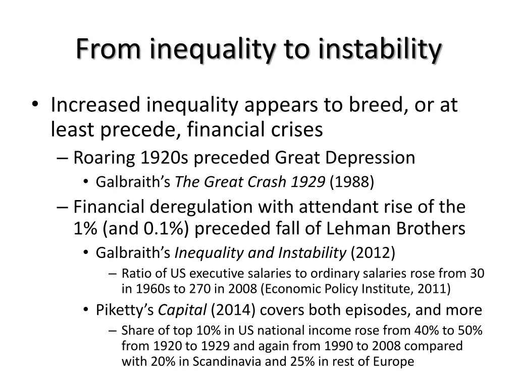 from inequality to instability