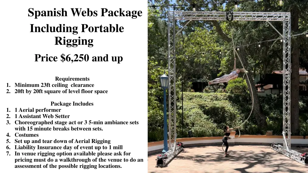 spanish webs package including portable rigging
