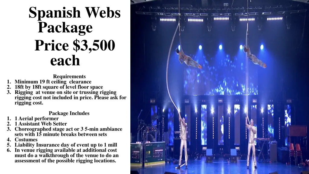 spanish webs package price 3 500 each