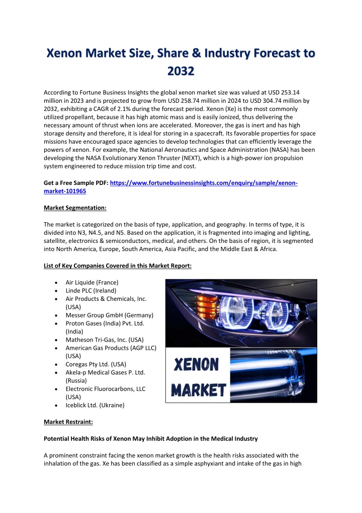 xenon market size share industry forecast to 2032