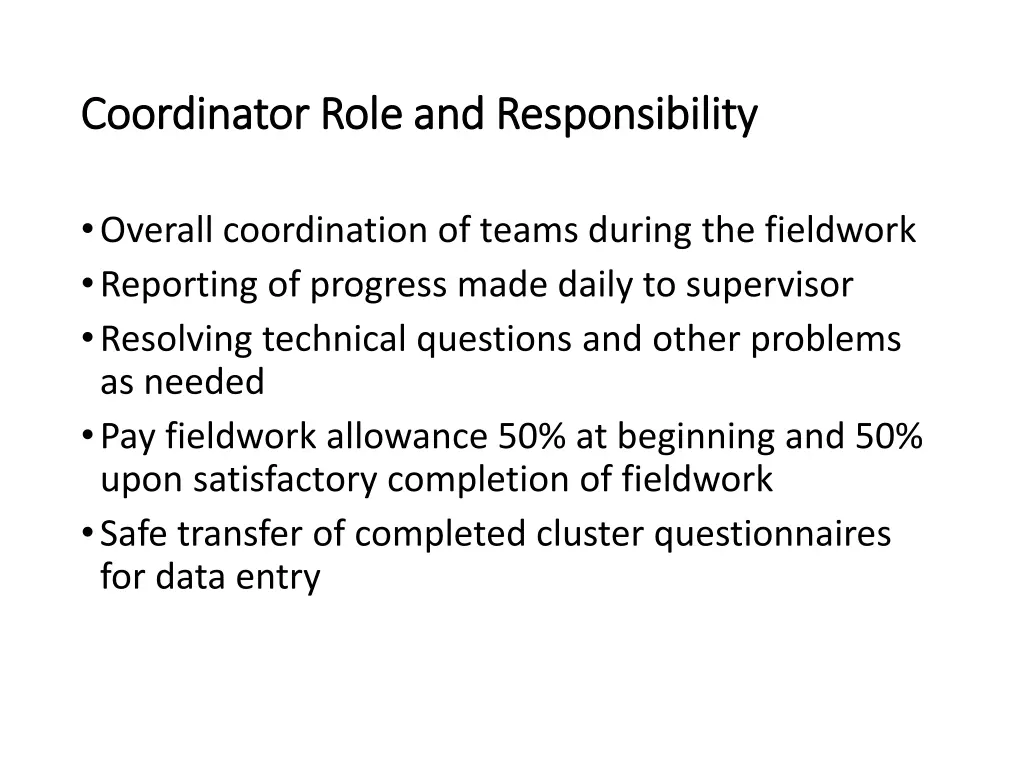 coordinator role and responsibility coordinator