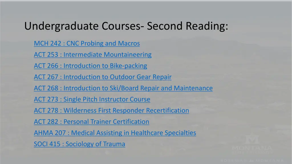 undergraduate courses second reading