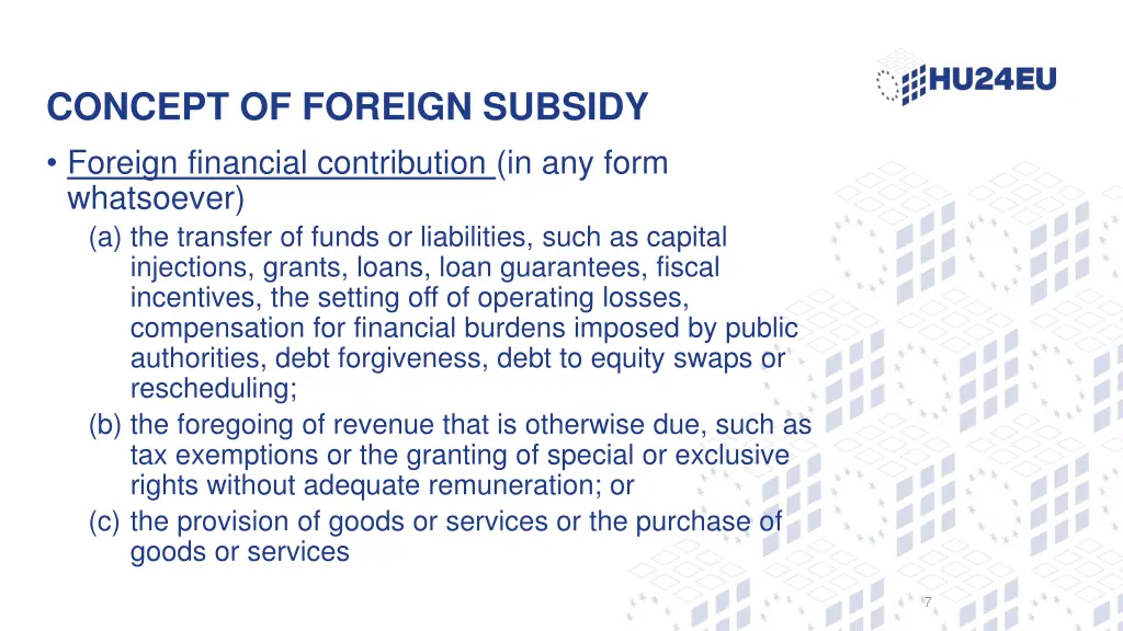 concept of foreign subsidy foreign financial
