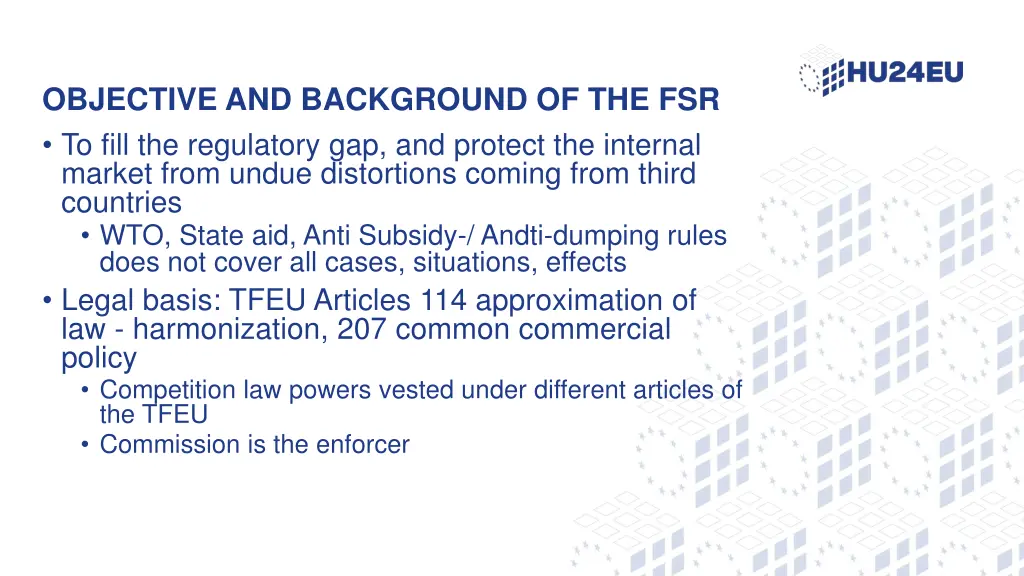objective and background of the fsr to fill