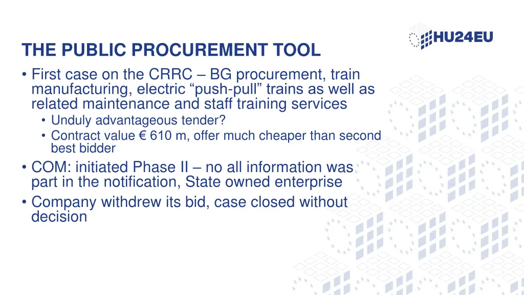 the public procurement tool first case