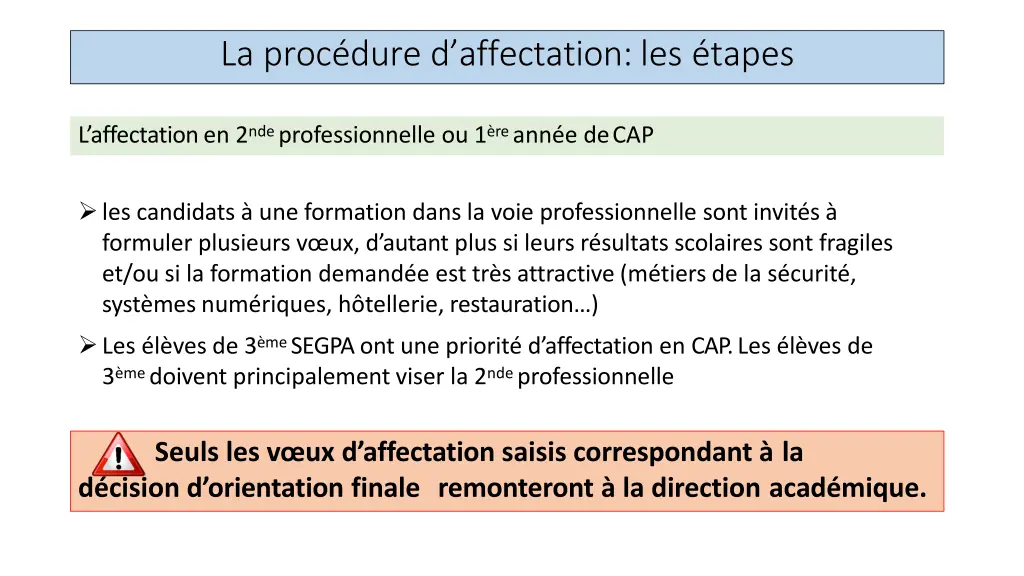 la proc dure d affectation les tapes 2