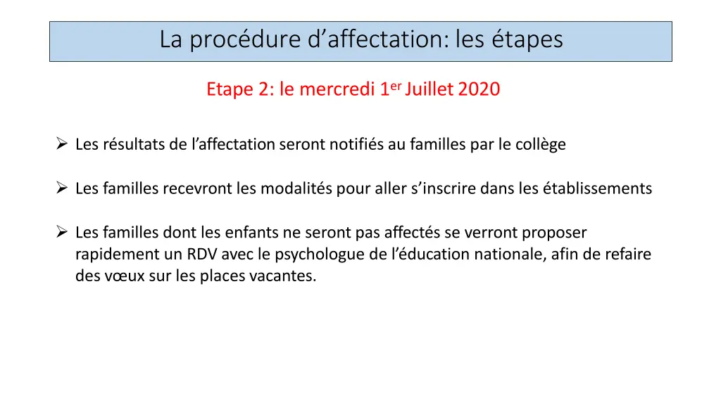 la proc dure d affectation les tapes 3