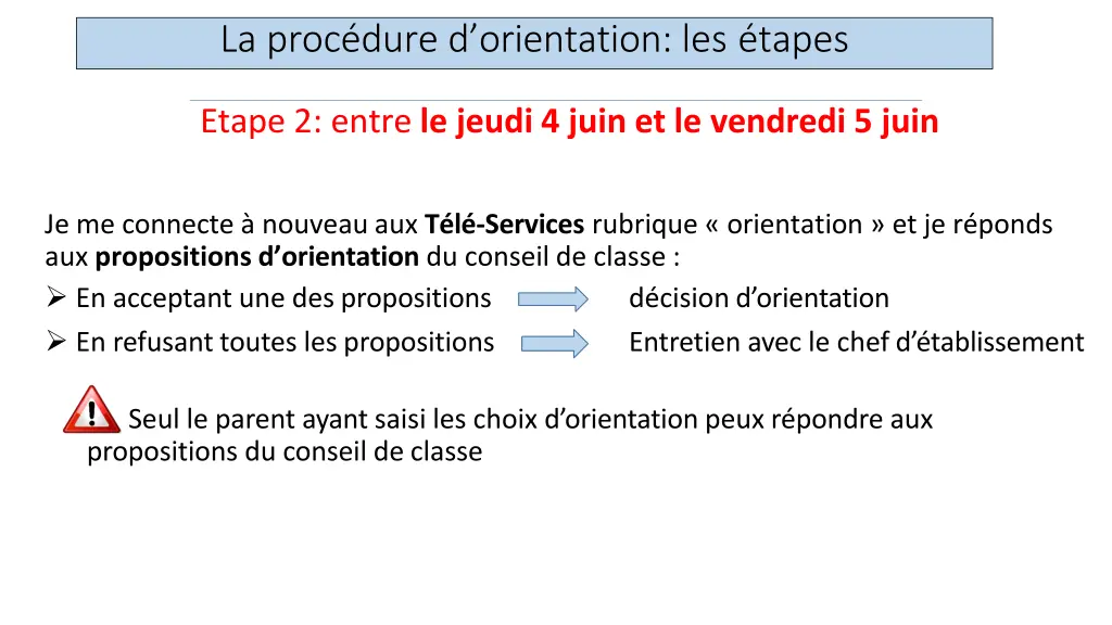 la proc dure d orientation les tapes 1
