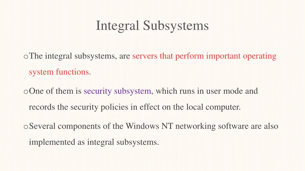 integral subsystems