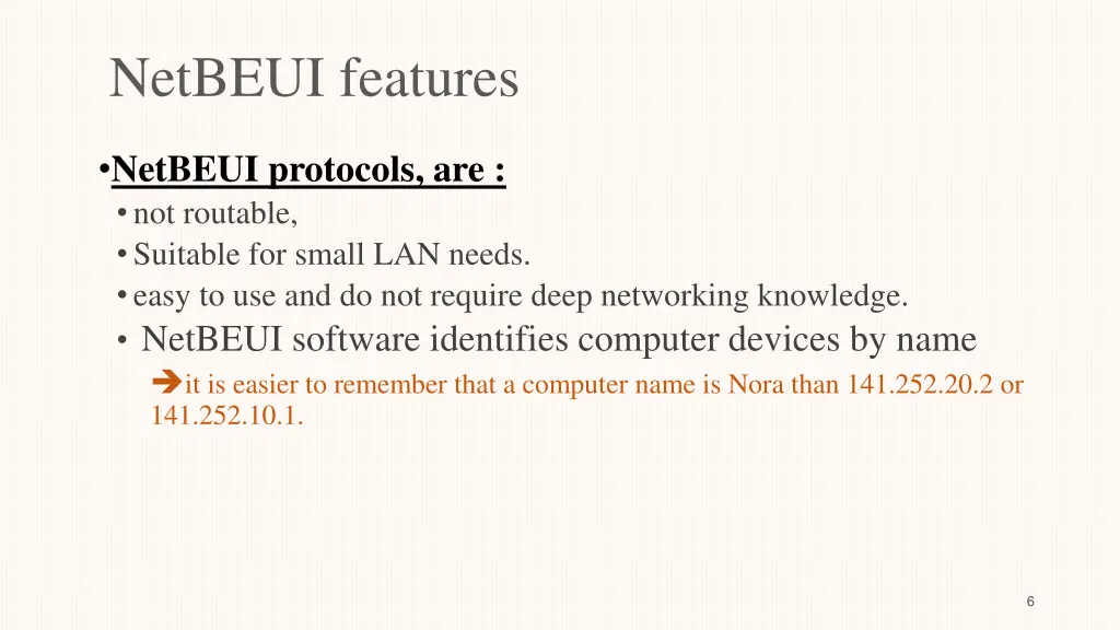 netbeui features
