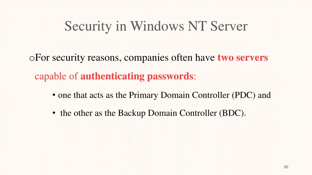 security in windows nt server 1