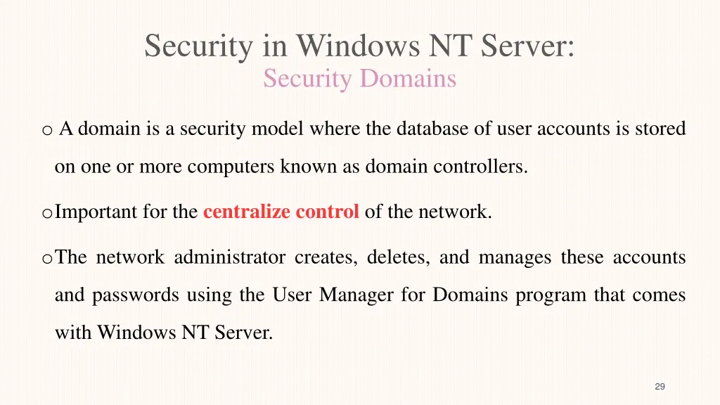 security in windows nt server security domains