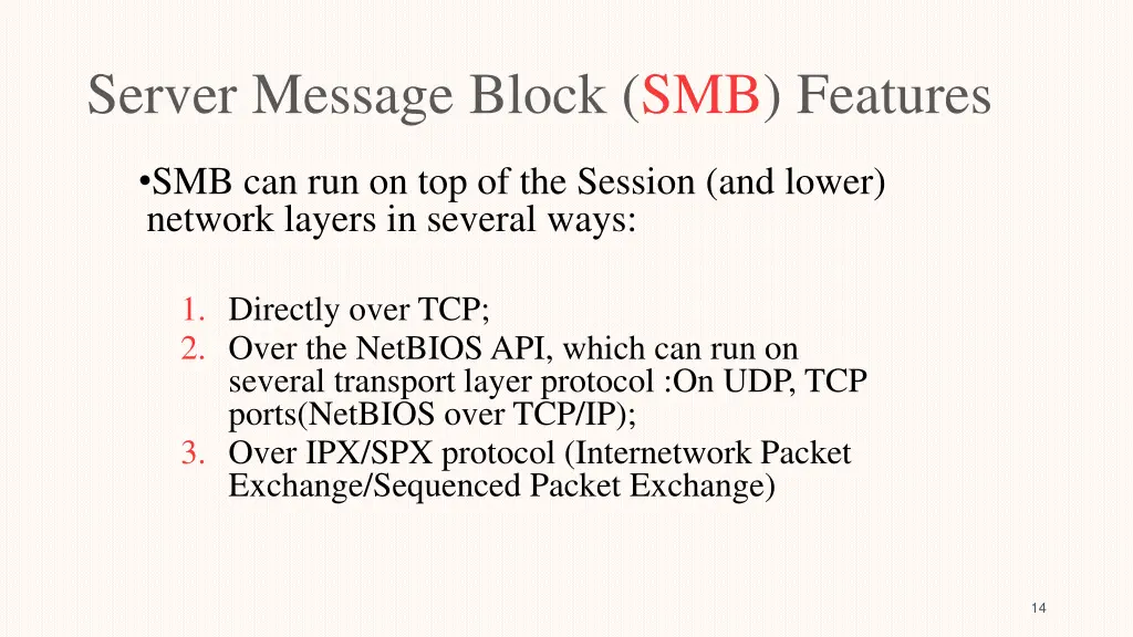 server message block smb features