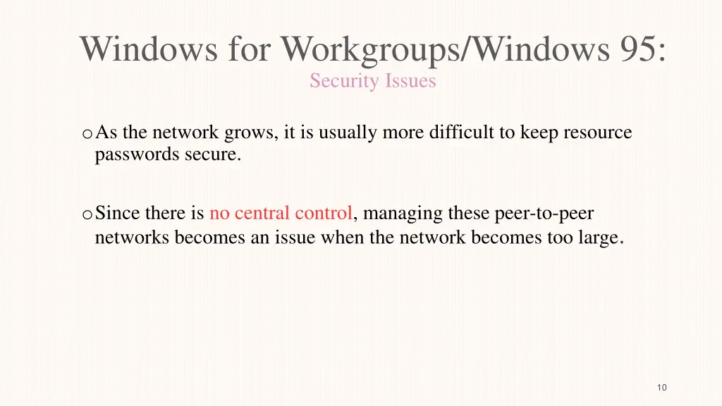windows for workgroups windows 95 security issues 1