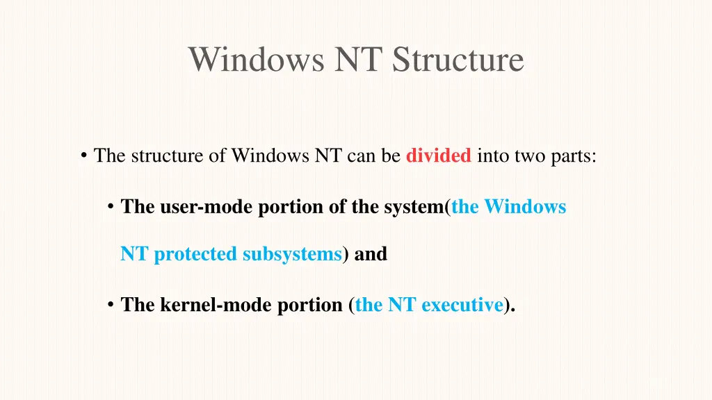 windows nt structure