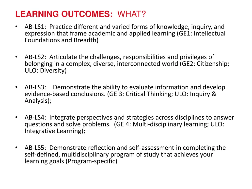 learning outcomes what