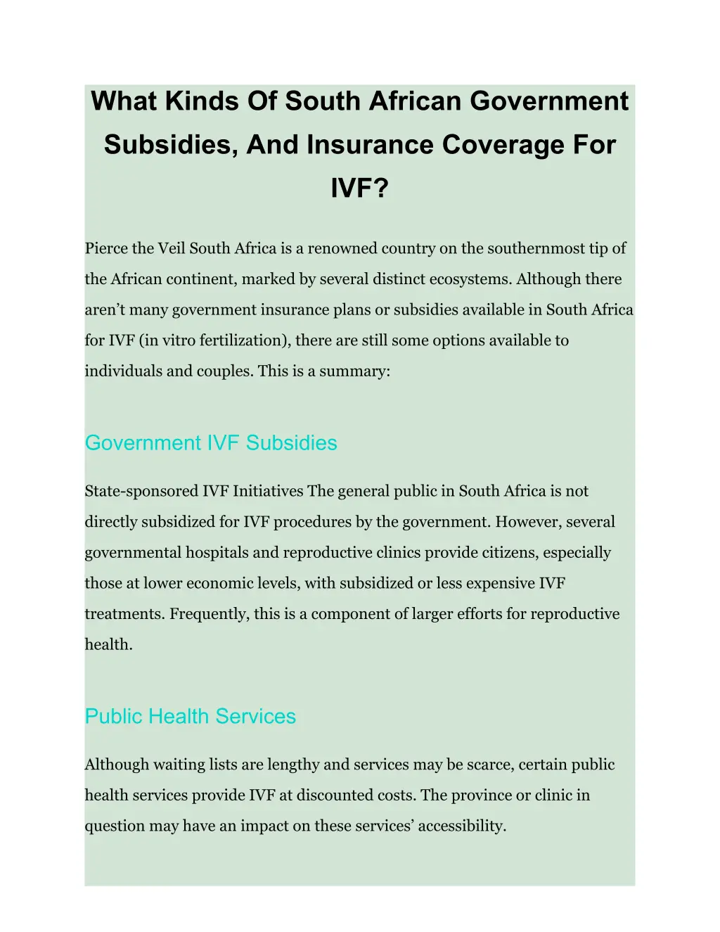 what kinds of south african government subsidies