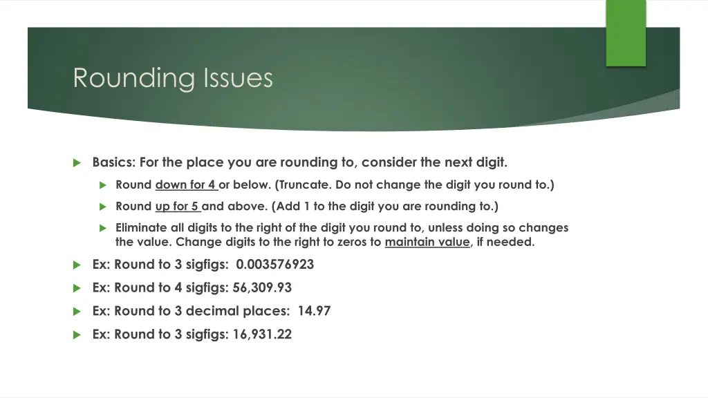 rounding issues