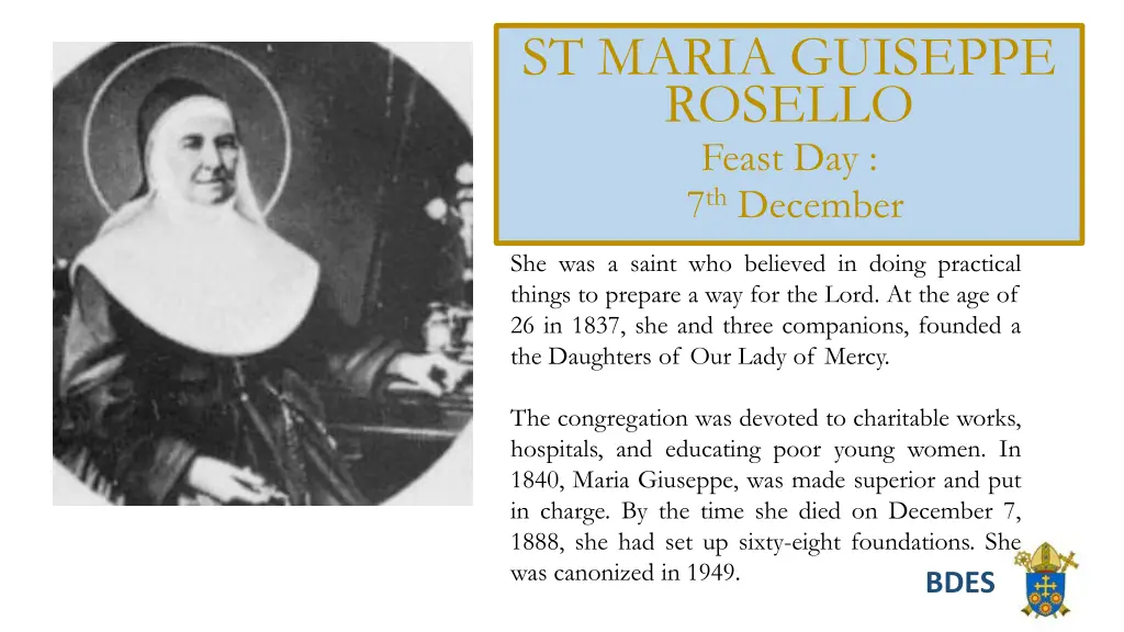 st maria guiseppe rosello feast day 7 th december