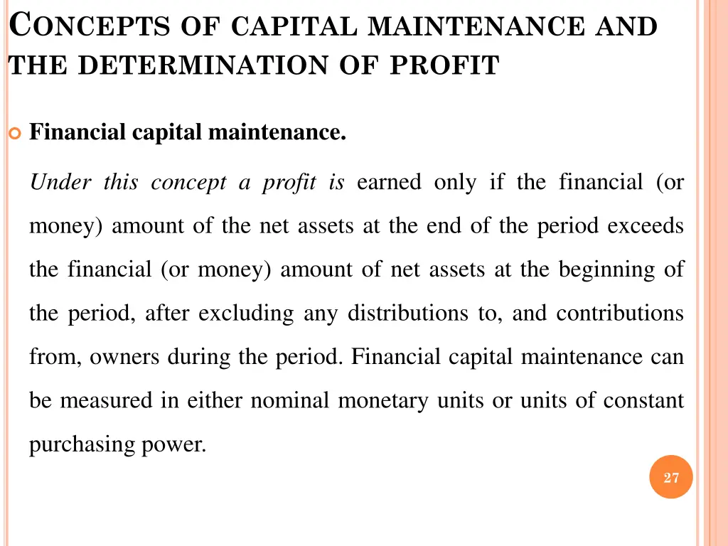 c oncepts of capital maintenance