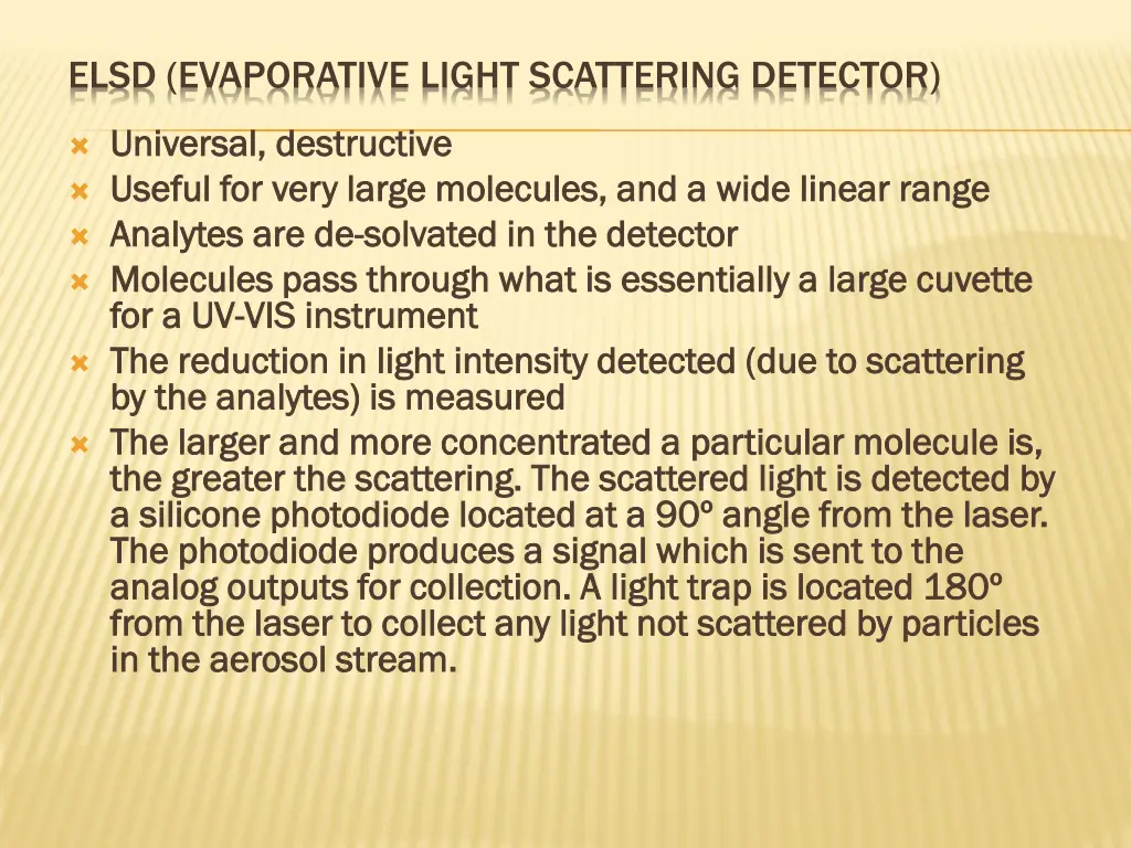elsd evaporative light scattering detector