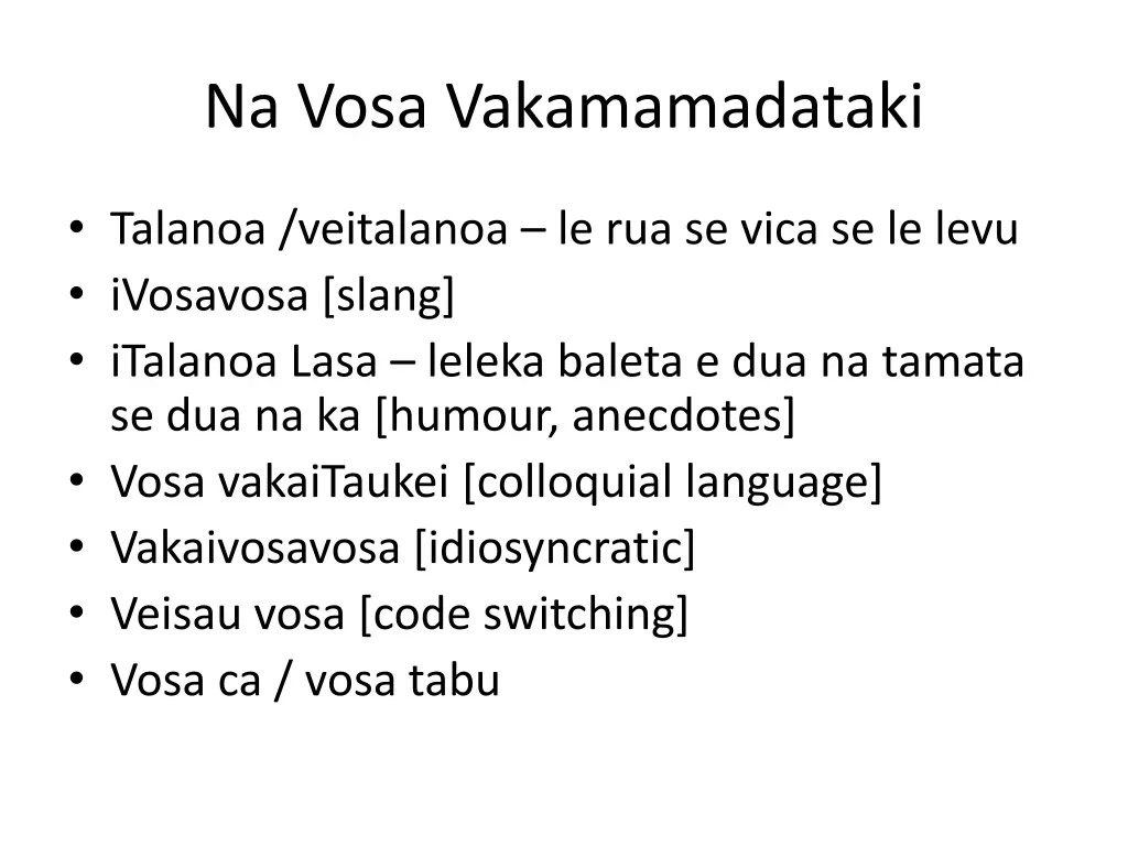 na vosa vakamamadataki