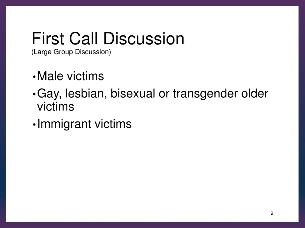 first call discussion large group discussion 1