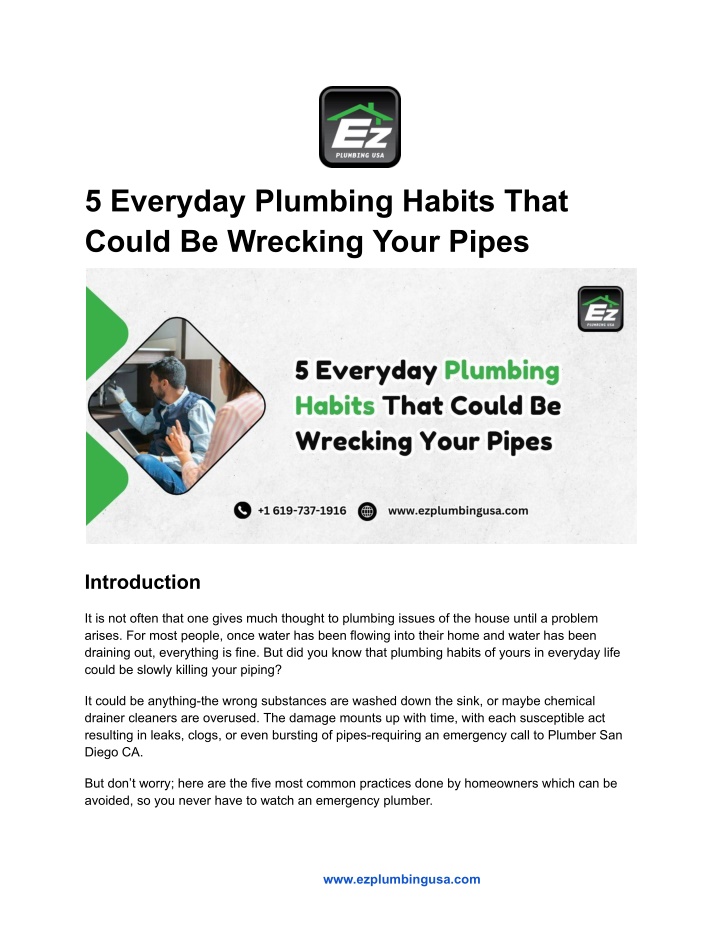5 everyday plumbing habits that could be wrecking