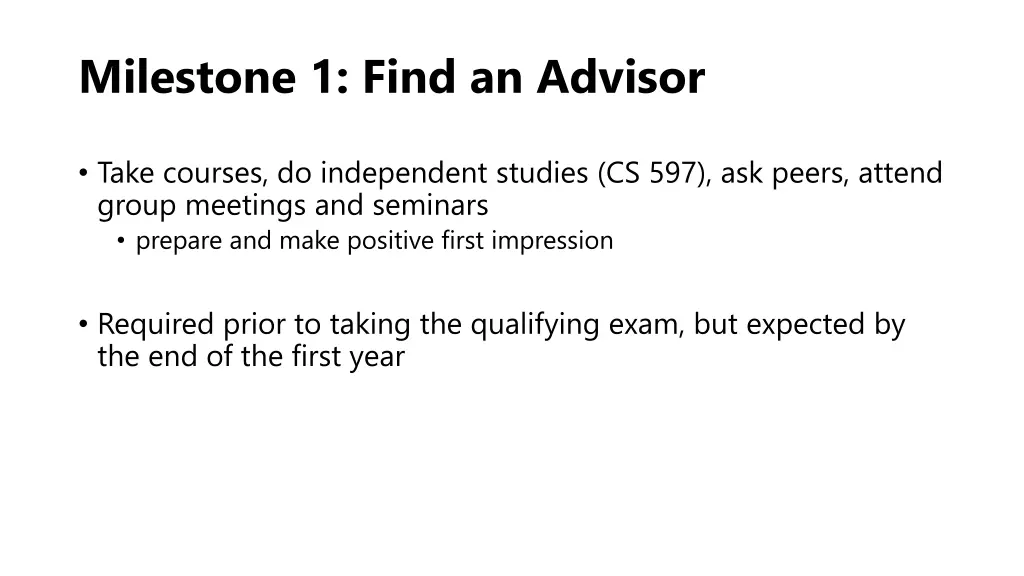 milestone 1 find an advisor