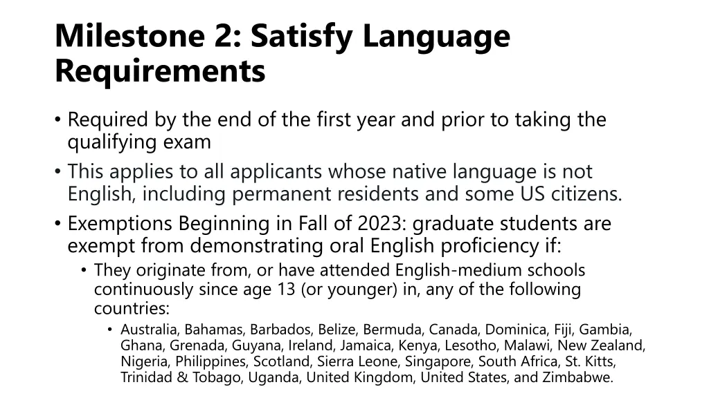 milestone 2 satisfy language requirements
