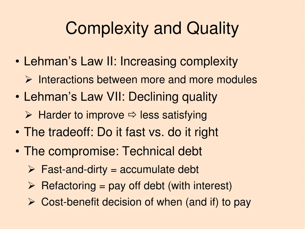 complexity and quality