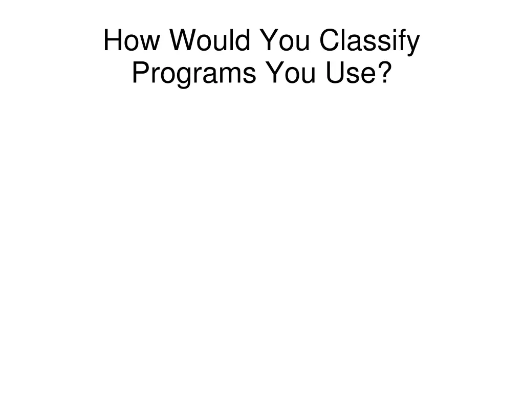 how would you classify programs you use