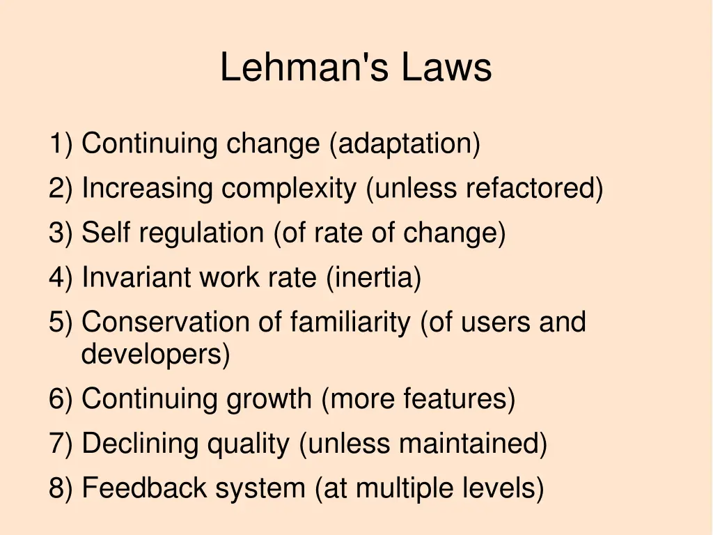 lehman s laws