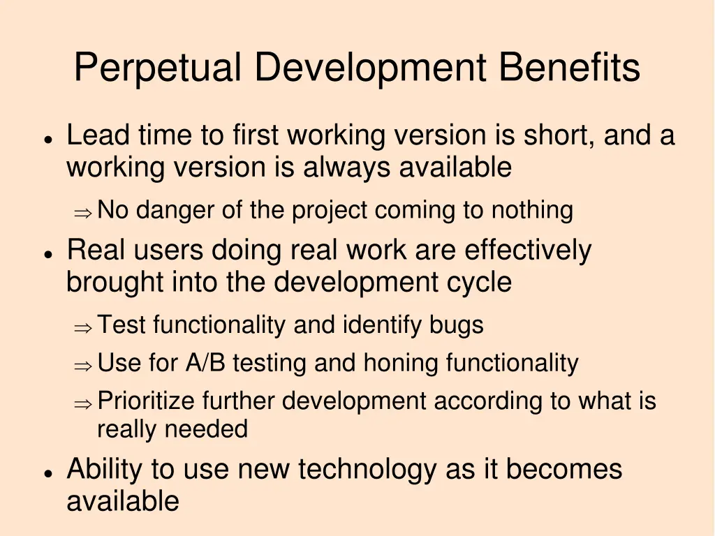 perpetual development benefits