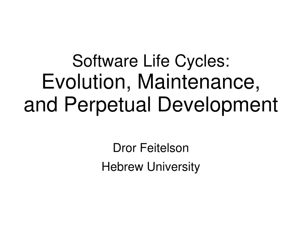 software life cycles evolution maintenance
