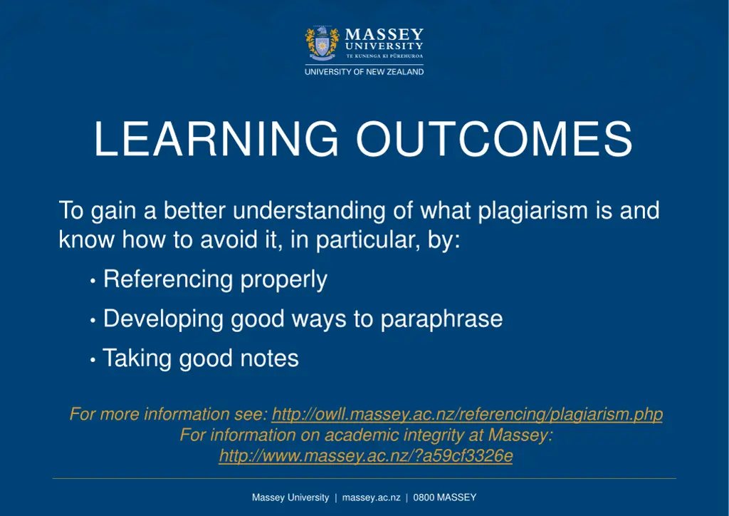 learning outcomes