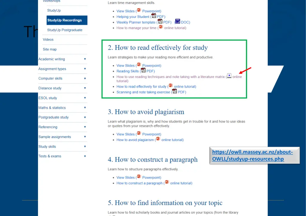 the study up resource webpage