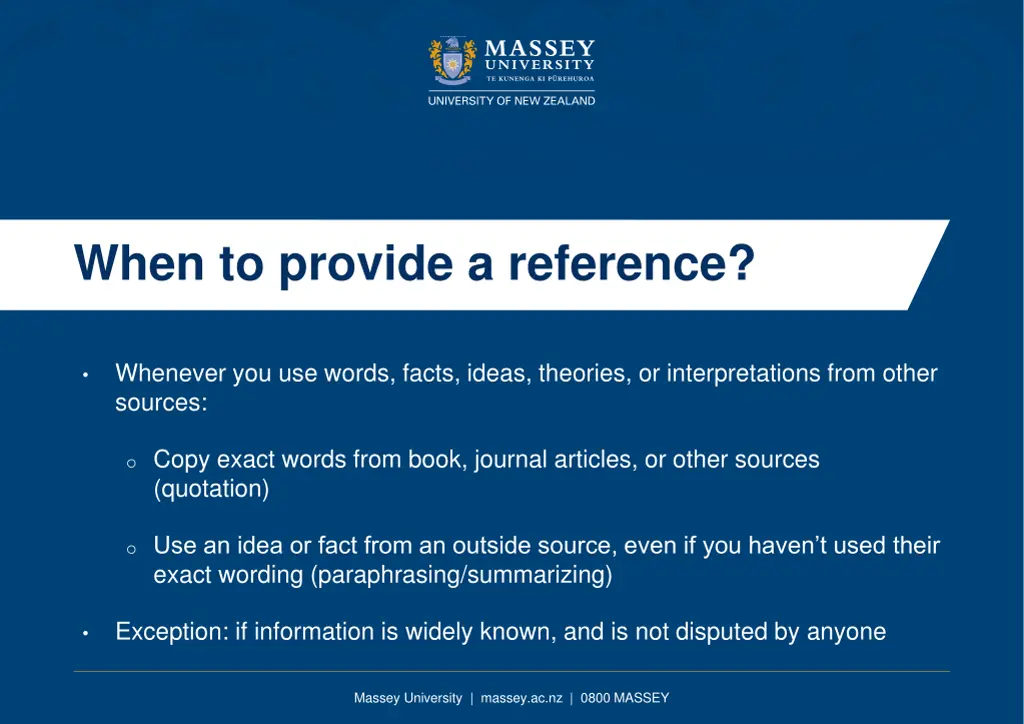 when to provide a reference