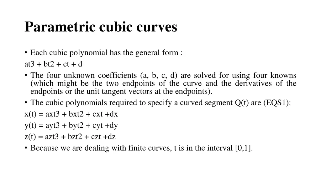 parametric cubic curves