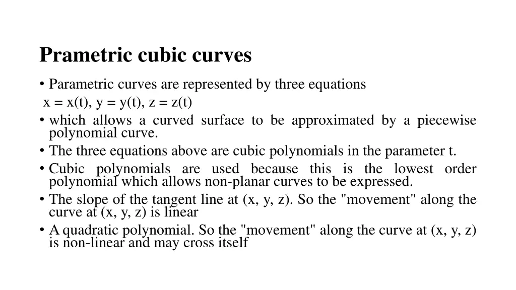 prametric cubic curves