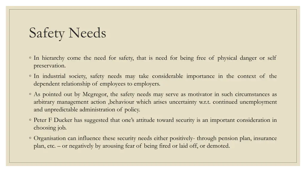 safety needs