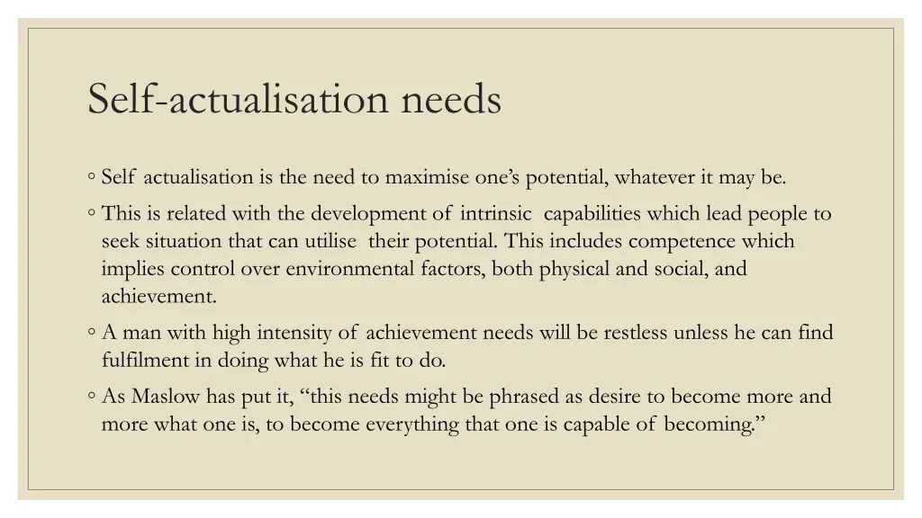 self actualisation needs