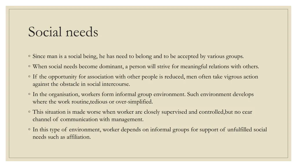 social needs