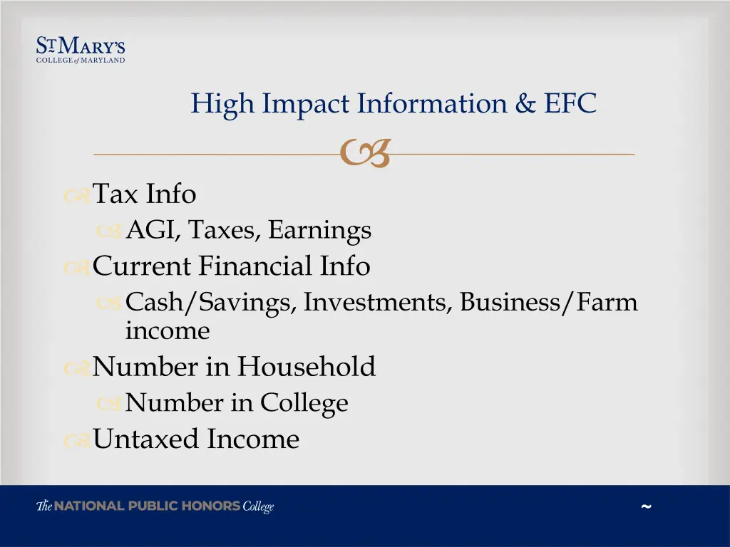 high impact information efc