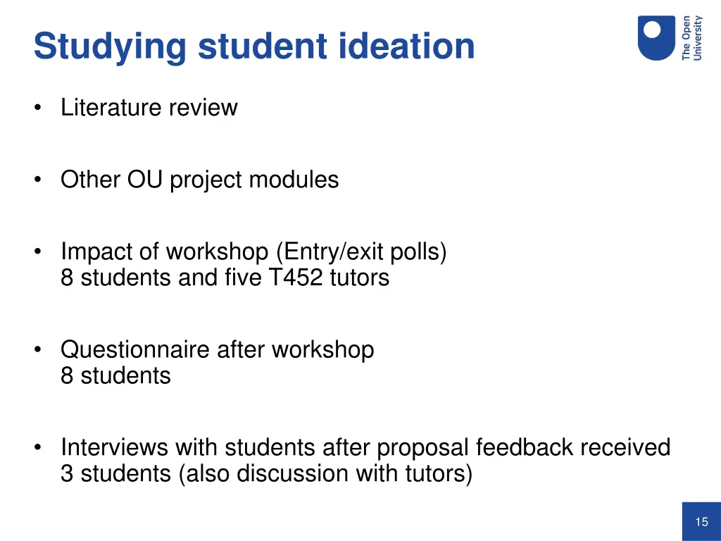 studying student ideation