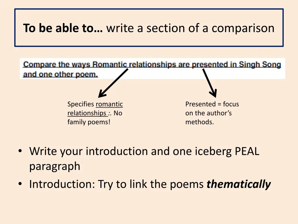 to be able to write a section of a comparison