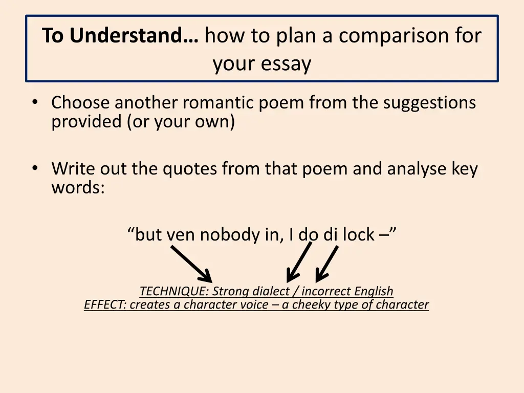 to understand how to plan a comparison for your