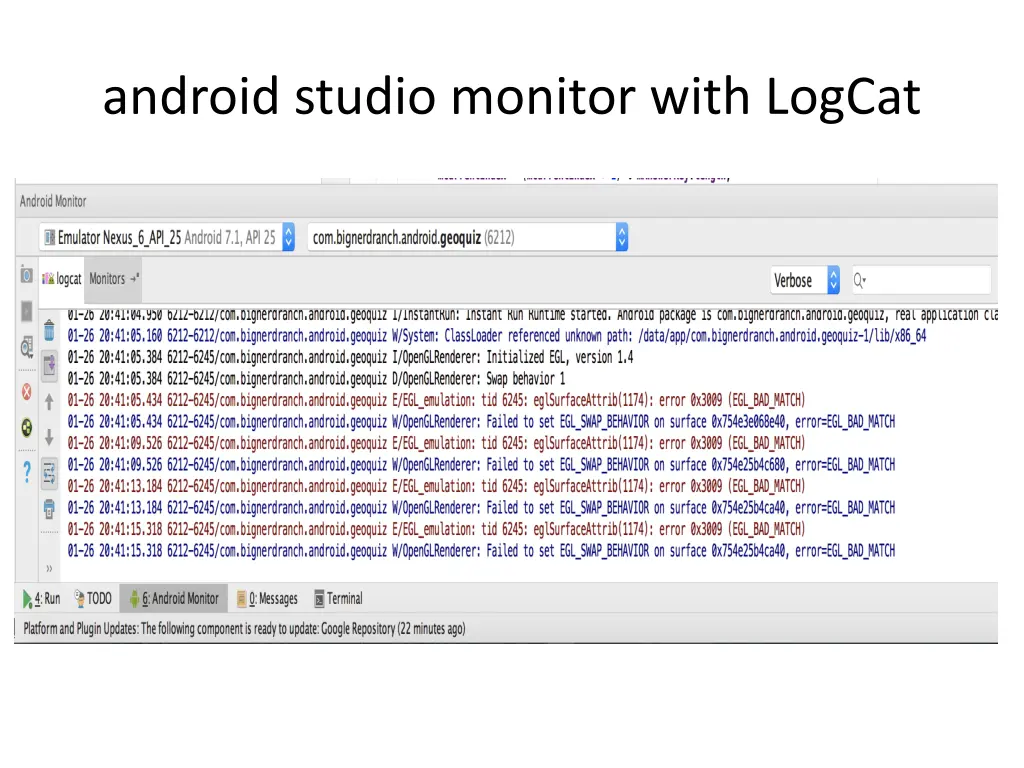 android studio monitor with logcat